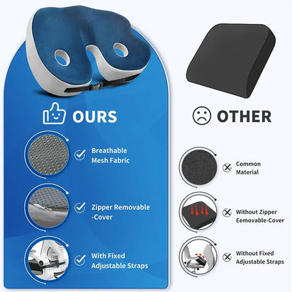 Sciatica Relief Seat Cushion™ | Orthopaedic Memory Foam Cushion for Back & Hip Pain