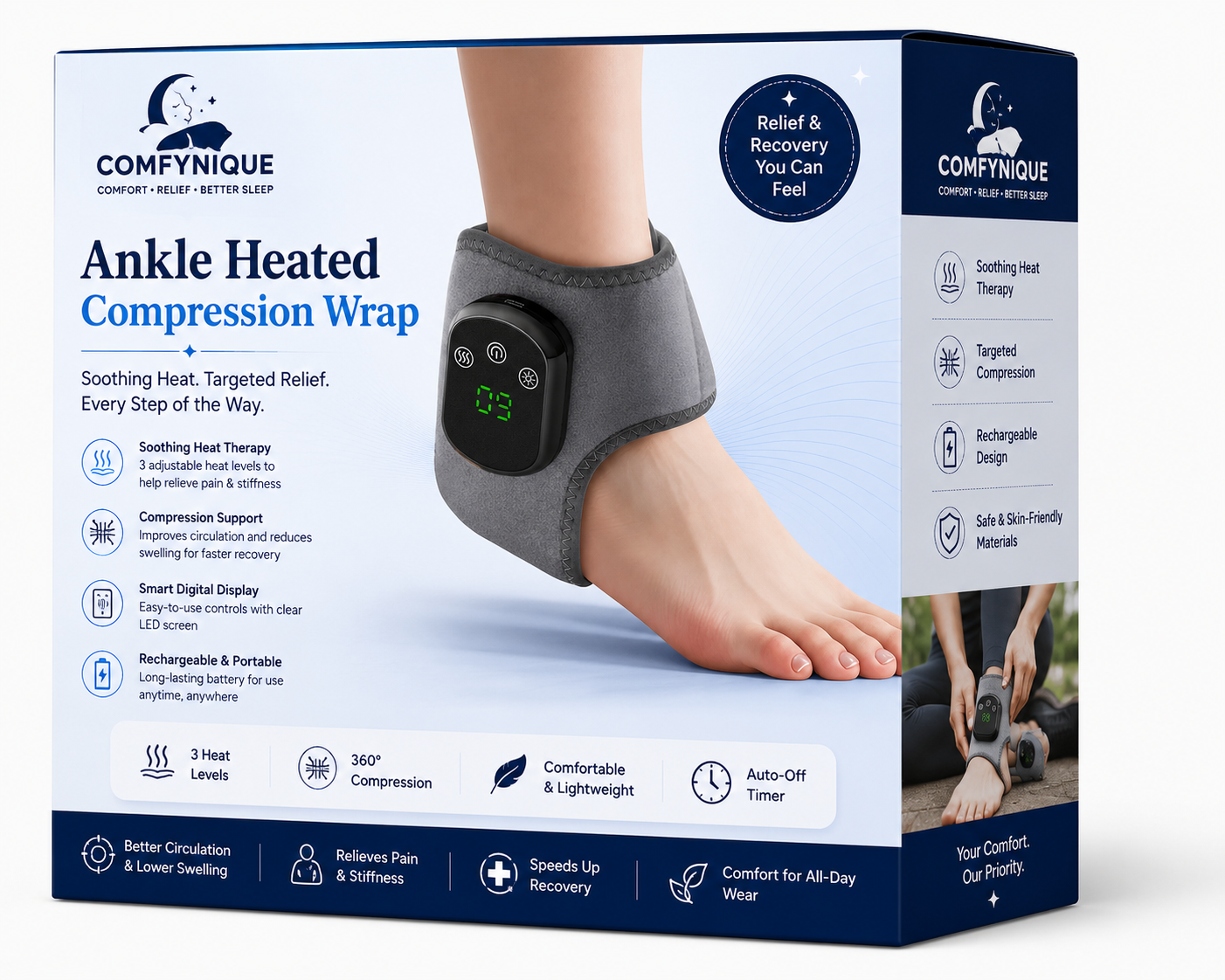 Cozy Heat Ankle Wrap™ | Heated Compression Support for Sore Ankles