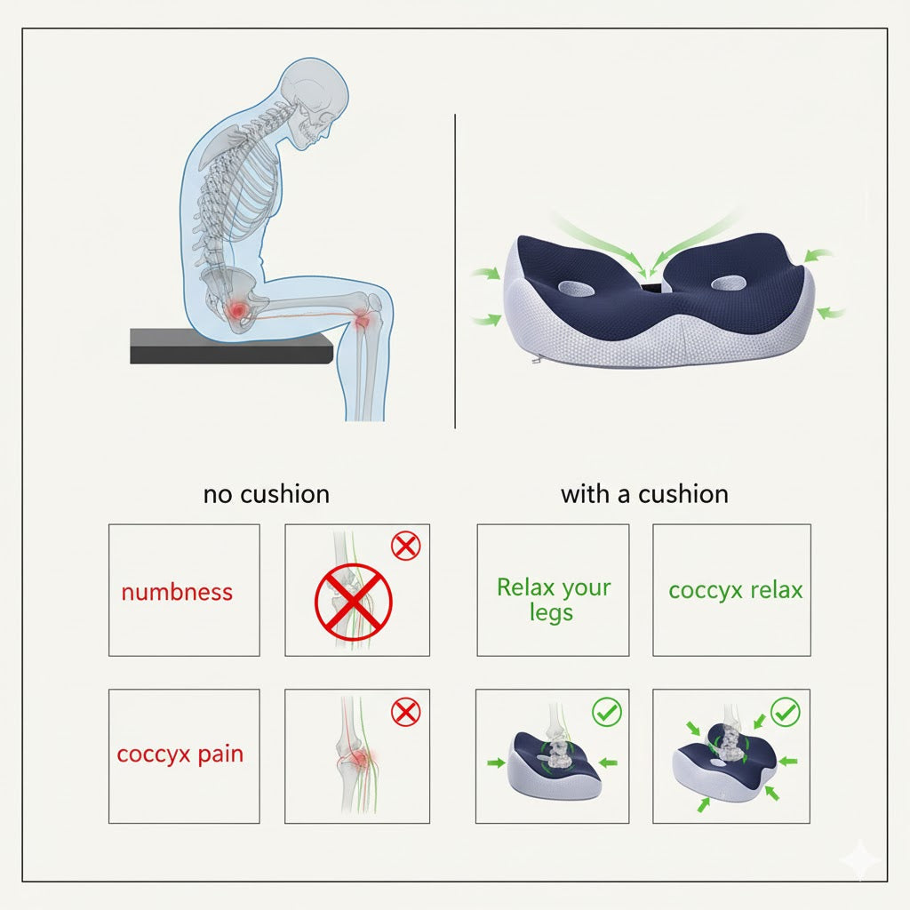 Sciatica Relief Seat Cushion™ | Orthopaedic Memory Foam Cushion for Back & Hip Pain